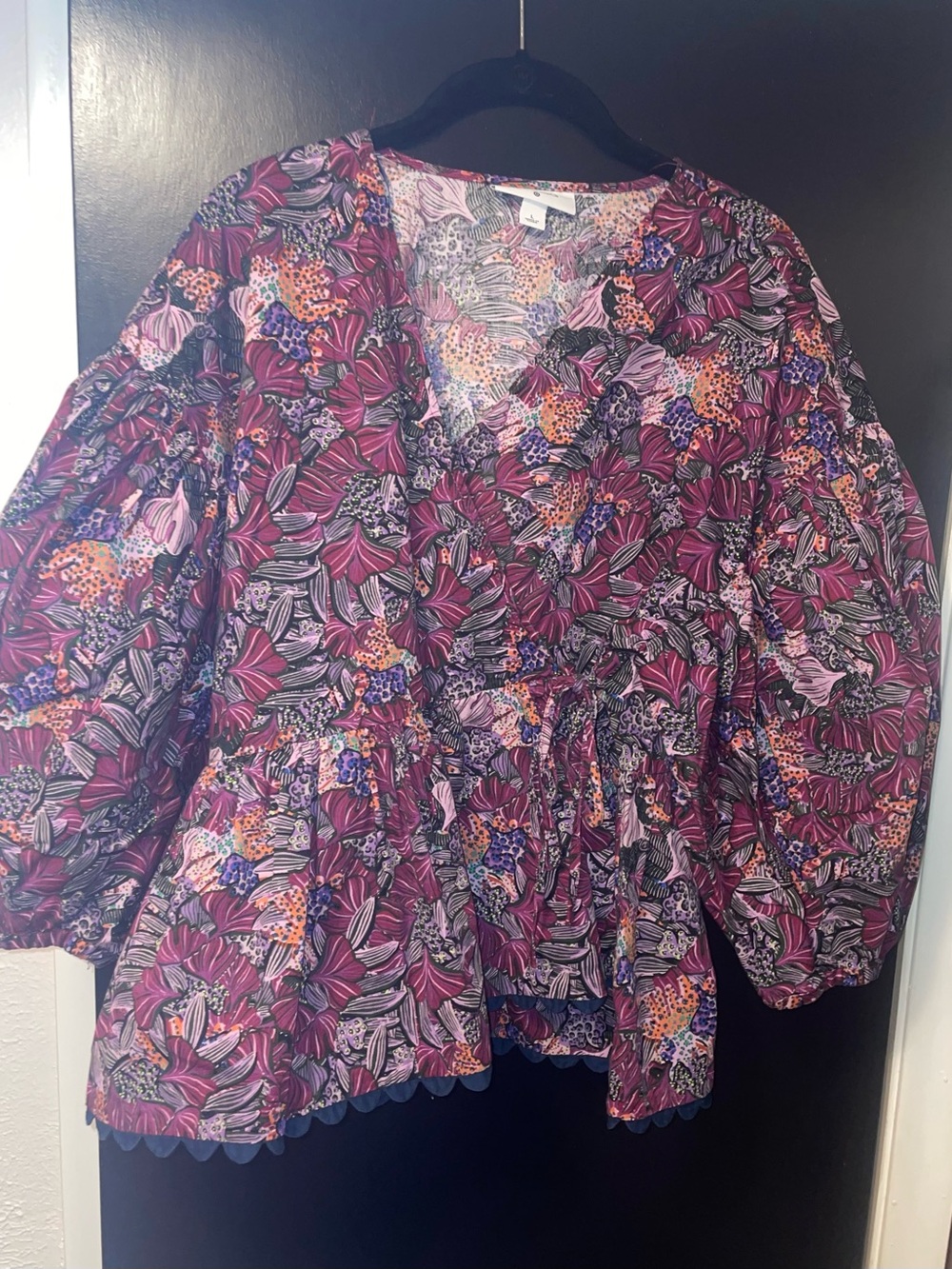 Kika Vargas Multi-Color Floral Peplum Blouse - Pink & Purple
